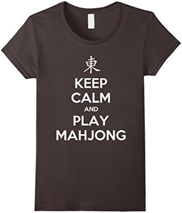 Womens Keep Calm And Play Mahjong T-Shirt Small Asphalt