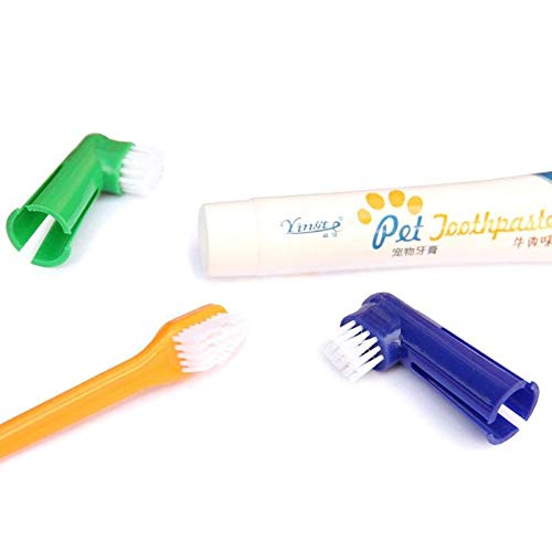 4Pcs/Set 1pcs Toothpaste + 2pcs Brush Head Pet Accessories Set Two-head Pet Accessories + 1pcs Dog Puppy Cat Flavour - Thumbnail 2