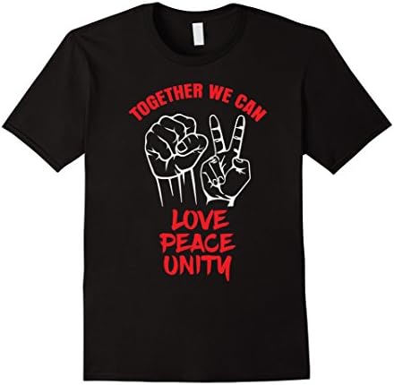 Men's Together We Can - Love Peace Unity T-Shirt Medium Black
