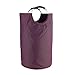 Crystallove Canvas Foldable Tall Laundry Hamper Tote Storage Baskets Washing Clothing Bags with Rings (Purple)