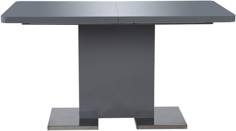 Tidyard High Gloss Dining Table MDF Extendable for Room Family Dinner Modern House Grey 180x90x76 cm
