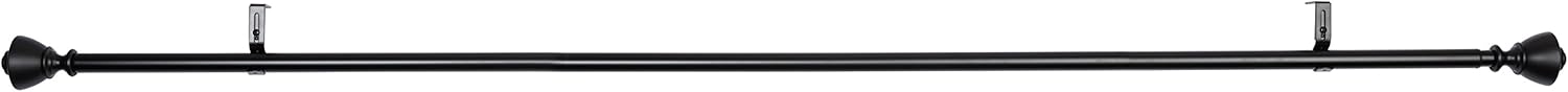 Basics 1-Inch Wall Curtain Rod with Urn Finials, 72 to 144 Inch, Black: Home & Kitchen