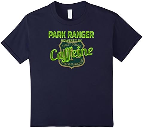Kids PARK RANGER POWERED BY CAFFEINE Neon Lights Type T-shirt 6 Navy