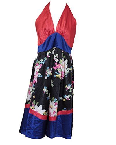 Forever 21 Knee Length Halter Dress Large Black Red Purple