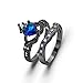 Zealmer Stacking Claddagh Ring Round Heart Shape Rhinestone Black Gold Plated Traditional Irish Ring Size 6