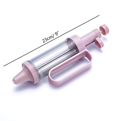 Set of 7, Cake Decorating Tool Set with 1 Handy Dessert Decorator, 5 Icing Tips and 1 Piping Fill Tip (Pink)