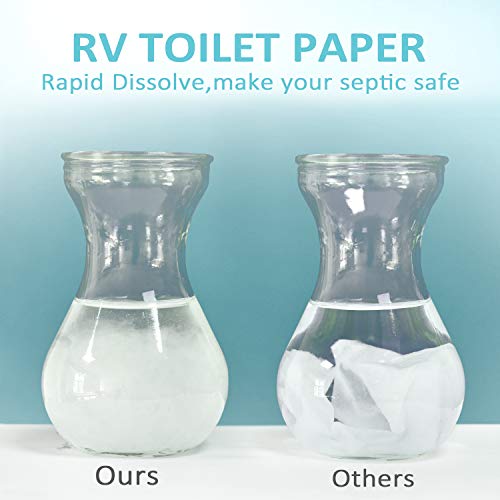 RV Toilet Paper, Quick Dissolve for Septic Safe 4Ply 12 Rolls, Bath Tissue for Camping