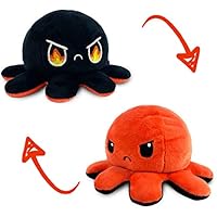 TeeTurtle | The Original Reversible Octopus Plushie | Patented Design | Fire Eyes | Show Your Mood Without Saying a Word