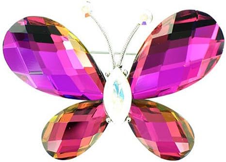 Body Bling Multi-Coloured on Silver Plated 3D Effect Butterfly Brooch