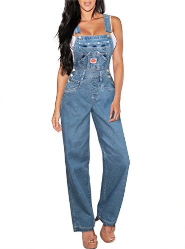 Revolt Women's Classic Denim Bib Overalls PVJ156172. MEDIUM BLU M