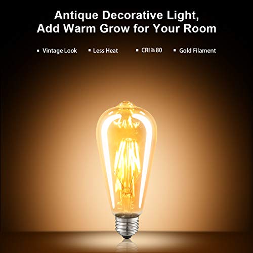 LUXON LED Edison Bulbs Dimmable Amber Glass Warm 2700K Antique Vintage