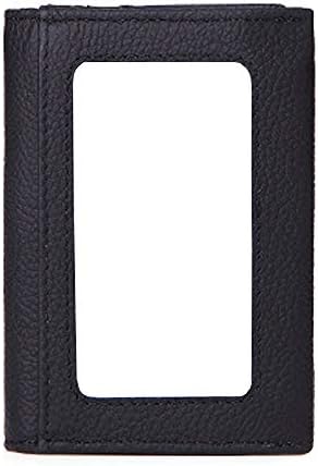 Hibate Mini Leather Wallet Credit Card Holder Case for Men Women w/Zipper Coin Pocket Purse - Black
