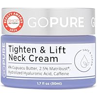 goPure Tighten & Lift Neck & Chest Moisturizer Cream for Visibly Firming, Tightening and Lifting Wrinkles & Crepey Skin, 1.7oz