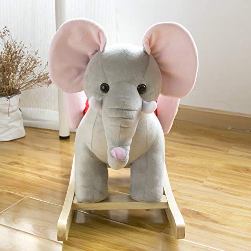Peach Tree Rocking Horse Elephant Plush Rocker Horse Kids Ride On Toy Child Rocking Animal - Thumbnail 7