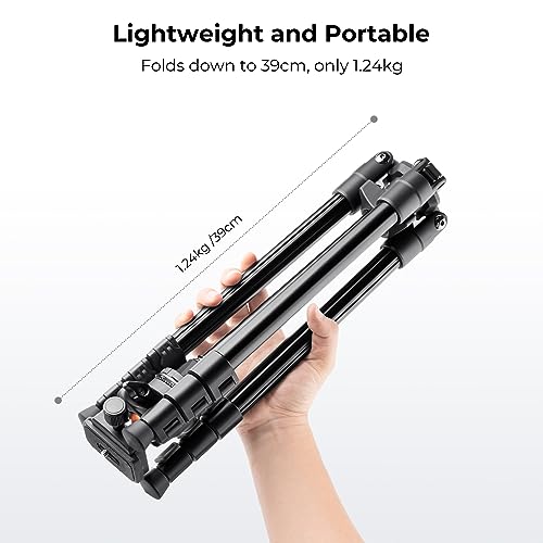 K&F CONCEPT 64 inch/163cm Camera Tripod,Lightweight Aluminum Travel Outdoor Tripods with Metal Ball Head Load Capacity 8kg/17.6lbs,Phone Holder, Quick Release Plate, for DSLR Cameras O234A1+BH-36