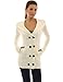 PattyBoutik Women's Hoodie Double Breasted Knit Sweater Coat (Off-White M)