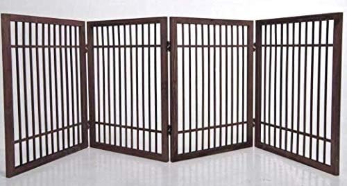 4 Panel Solid Wood Folding Pet Dog Gate Strong and Durable with 2 Way Hinges
