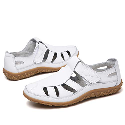 Women Soft Sandals,❤️FAPIZI Retro Closed Toe Versatile Flat Shoes Casual Comfy Breathable Walking Trekking Shoes Sandals White