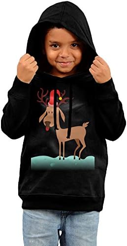 LJFOWMEL Kids Child Youth Boys Christmas Rudolph Hooded Sweatshirt 5-6 Toddler Black