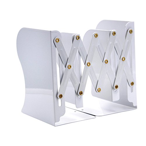 Md Trade Bookends Metal Iron Adjustable Books Holder Stand Desk Heavy Duty Nonskid Bookend, White - Thumbnail 3