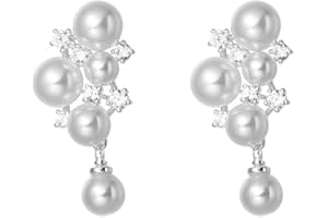 FRODETE Pearl Earrings for Women Pearl Drop Earrings Big Pearl Earrings Pearl Hoop Earrings Pearl Stud Earrings Bridal Wedding Earrings Mothers Day Gifts for Women