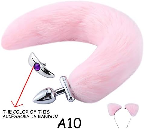 Wongfon Amal Plugs with Fox Tail -Metal Aluminum Alloy bu-t-t Plugs with Headband for Women Men Cosplay Toys