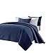 Chezmoi Collection Austin 3-Piece Oversized Bedspread Coverlet Set (King, Navy)