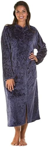 Lady OlgaSoft Feel Embossed Fleece Nightwear in 3 Styles Zip Gown, Button Dressing Gown or Bed Jacket