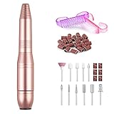 Portable Electric Nail Drill Machine Professional 20000 RPM Manicure Pedicure Nail File Drill Kit Set with Sanding Bands and Brushes for Acrylic Gel Nails(Gold)