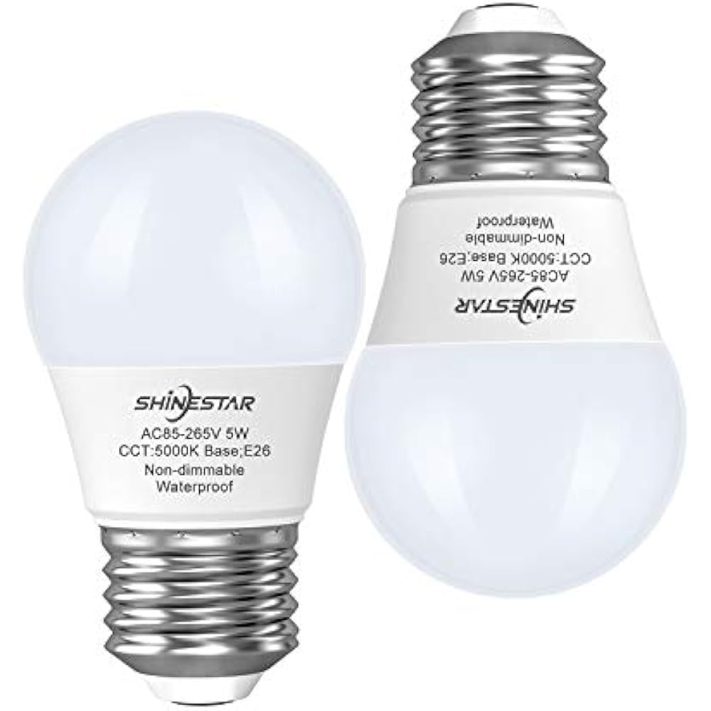 2Pack Waterproof LED Refrigerator Bulbs 40W Equivalent, 5000K Daylight