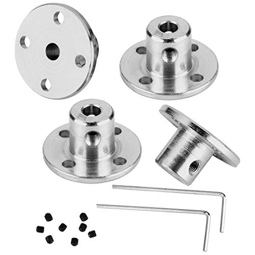 4 Pack 4mm Flange Coupling Connector, Rigid Guide Steel Model Coupler Accessory, Shaft Axis Fittings for DIY RC Model Motors, High Hardness Coupling Connector-Silver.