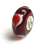 925 Sterling Silver Red Valentines Heart Glass Bead For European Charm Bracelets