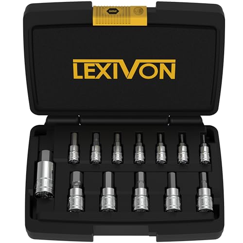 Lexivon Hex Socket Set, Premium S2 Alloy Steel, 13-Piece Metric 2 mm - 14 mm Set, Improved Storage Case (LX-141)