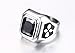 HIJONES Unisex Jewelry Stainless Steel Square Bezel Set Cubic Zirconia Ring, Black Stone Size 5