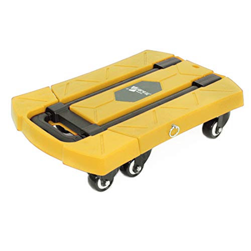 Folding-Hand-Truck-6-Wheel-roate-200Kg440lbs-Heavy-Duty-Solid-Construction-Utility-Dolly-Trolley-Cart-Compact-and-Lightweight-for-LuggagePersonalTravelAutoMoving-and-Office-Use-Yellow