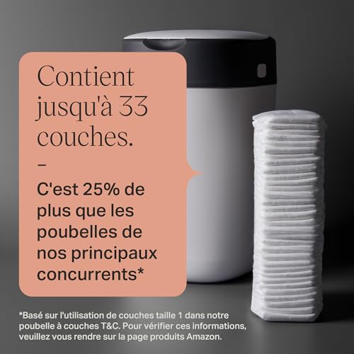 Poubelle à Couches Twist & Click Starter-Set,avec12Recharges,Chaque recharge enveloppe plus de100couches‡,12recharges=plus de1200couches‡,film multicouche antibactérien,Blanc