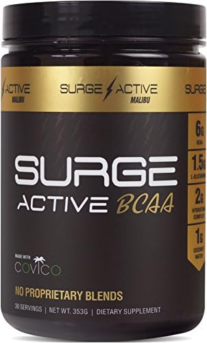 Surge Supplements - Surge Active BCAA - Helps Prevent Muscle Break Down, Builds Lean Muscle, Supports Increased Endurance, &amp; Enhanced Recovery - Malibu (Mango, Pineapple, Pina Colada) - 353 Grams