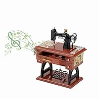 Tosuny Music Box, Gift Mini Vintage Creative Retro Sewing Clockwork Music Box Gift Table Decoration Wonderful Music Sound Birthday Christmas for Friends