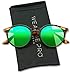 WearMe Pro Classic Small Round Retro Sunglasses, Tortoise Frame/Mirror Green Lens