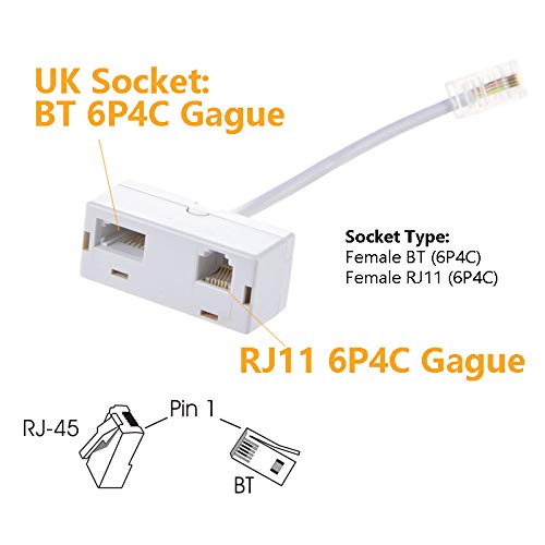 image for RJ45 to BT&RJ11 Secondary Splitter Telephone Adapter Converter Connect