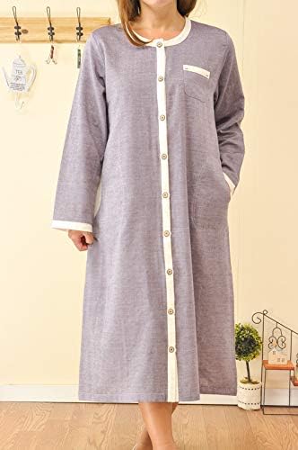 ケーズアイ 綿100 ダブルガーゼ無地 ワンピース 長袖 パジャマ M L ブラウン ルームワンピース ネグリジェ 通販 Amazon