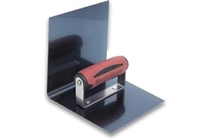 MARSHALLTOWN Blue Steel Step Tool, Cove Tool, 6 x 6 x 6 Inch Blade Size, 1/2 Inch Radius, 90-Degree Angle, Resilient DuraSoft Handle, Prevent Cracking in Concrete, 174BD
