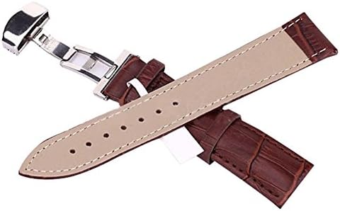 Supplylink Butterfly Deployant Clasp Buckle Leather Watch Band Strap 18mm