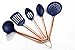 COOK With COLOR 5 Piece Navy Nylon Cooking Utensil Set on a Ring with Rose Gold Copper Handles