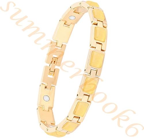 Women Magnetic Therapy Opal Bracelets Health Copper Zinc Alloy Bracelet Pain Relief for Arthritis (Yellow)