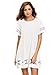 Floerns Women's Embroidered Short Sleeve Casual Shirt Swing Dress White L
