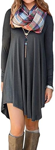 pluslim Long Sleeve T-Shirt Dress With Ultra Soft Rayon (Medium, Grey)