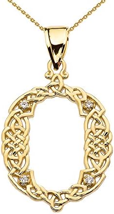 14k "O" Initial In Celtic Knot Pattern Yellow Gold Pendant Necklace, 22"
