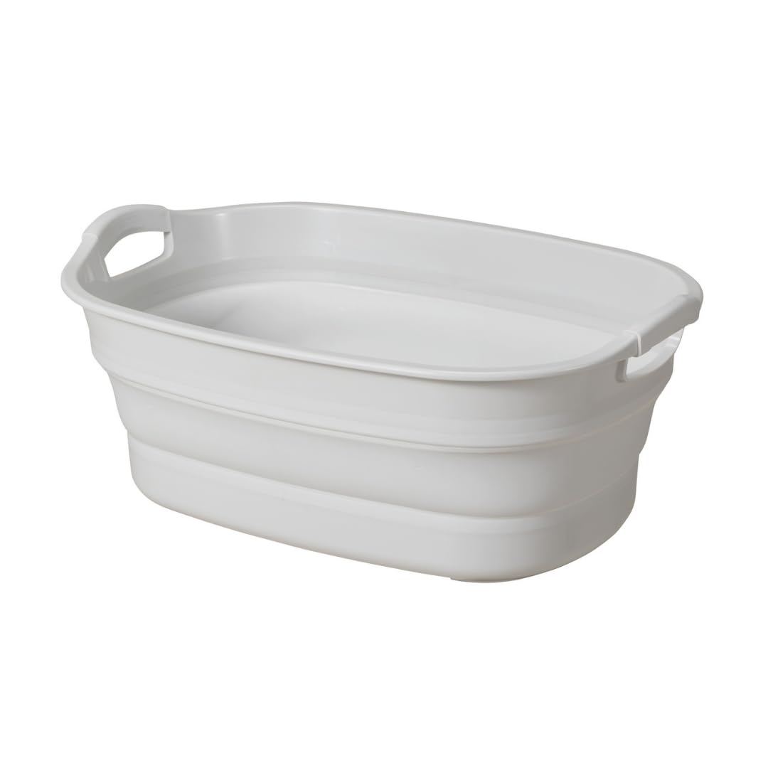 イセトウ(Isetou) ペットバス ソフトタブワイド 【Amazon限定色】ホワイトグレー 23L 幅60.0×奥行40.0×高さ10.0~24.6cm 日本製 折りたたみ 水抜き栓付き 洗濯かご アウトドア 大容量 中型犬 コンパクト収納 ペット用 バスタブ ベビー 水遊び つけ置き I-616商品画像