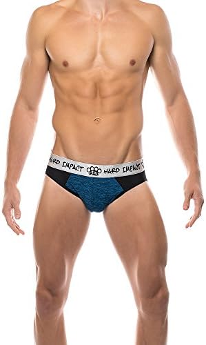 JW collection Hard Impact Men's Mesh Brief (Large, Heather Blue)
